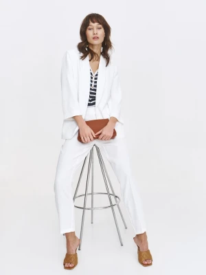 Białe spodnie z prostą nogawką w kant Top Secret