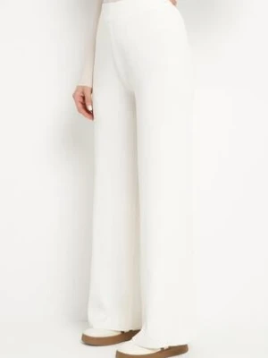 Białe Spodnie z Wiskozą o Szerokim Kroju Erariela rosa