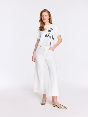 Białe spodnie z wysokim stanem TARANKO