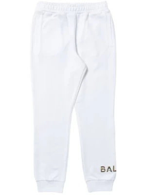 Białe sportowe spodnie z elastycznym pasem Balmain