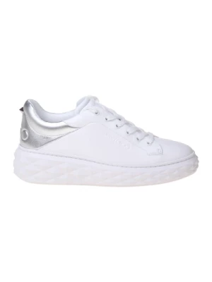 Białe/Srebrne Skórzane Sneakersy Jimmy Choo