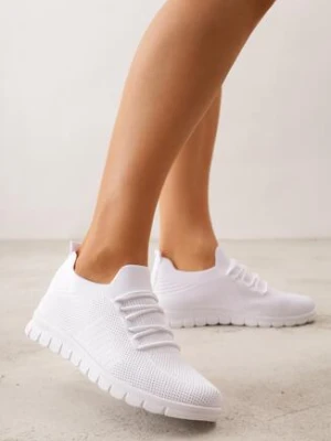 Białe Sznurowane Buty Sportowe Sneakersy z Siateczki Caeolea kang you