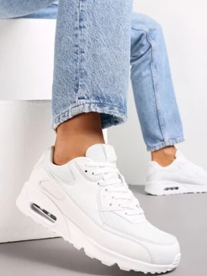Białe Sznurowane Sneakersy na Grubej Podeszwie Sayre