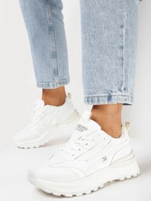 Białe Sznurowane Sneakersy z Wstawkami i Numerkiem Nelocca