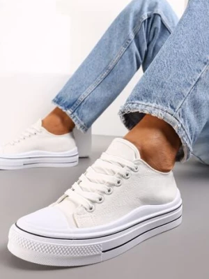 Białe Sznurowane Trampki do Kostki Kalyne