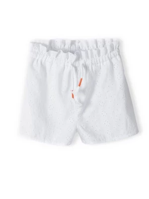 Białe szorty bawełniane dla niemowlaka z haftem Minoti