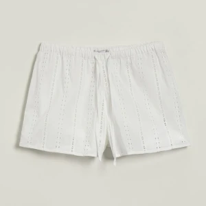 Białe szorty z ażurowymi wstawkami mid waist House