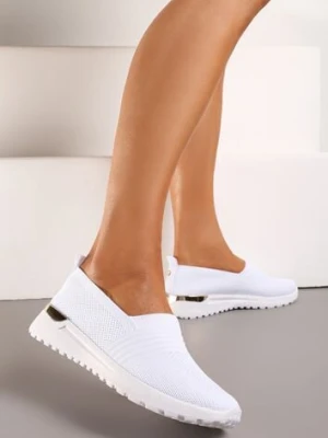 Białe Tenisówki Elastyczne z Metaliczną Wstawką na Zapiętku Jestella