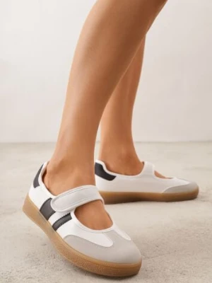 Białe Tenisówki Sneakeriny z Paskiem na Rzep Pirel