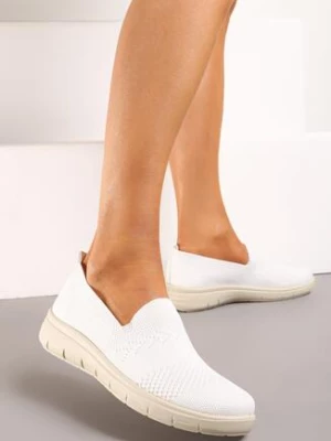 Białe Tenisówki w Stylu Mokasynów Sportowych z Elastyczną Cholewką Meeporis