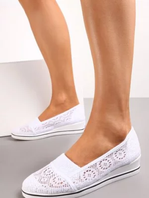 Białe Tenisówki z Ażurowej Siateczki na Niskiej Koturnie Nerurae