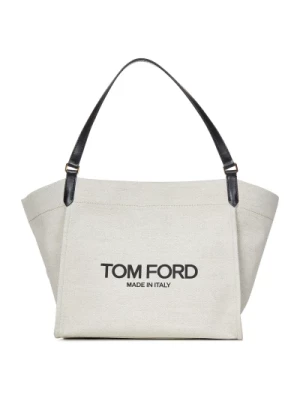 Białe torby z magnetycznym zapięciem i paskiem skórzanym Tom Ford