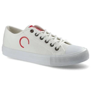 Trampki damskie Big Star, materiałowa sznurowana cholewka na miękkim płaskim gumowym spodzie, białe, HH274117