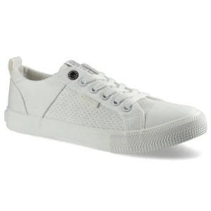 Trampki damskie Big Star, z materiałową cholewką perforowanym panelem bocznym wiązaniem na oczka i gumowanym noskiem, białe, HH274017