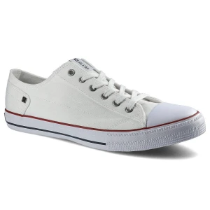 Trampki męskie Big Star, wykonane z materiału tekstylnego typu canvas i z klasycznym sznurowaniem gumowym noskiem, białe, DD174271