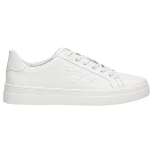 Białe skórzane trampki z wypuklym logo 10198-59 Wojas