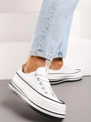 Białe Trampki na Grubej Podeszwie przed Kostkę Aneerla