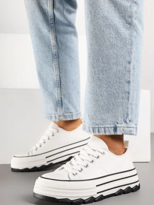 Białe Trampki na Platformie z Paskami i Niską Cholewką Zienelle via giulia