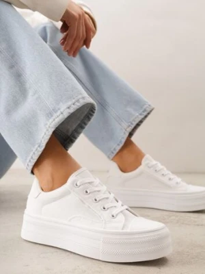 Białe Trampki o Klasycznym Fasonie na Platformie Opheme ballada