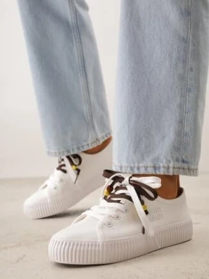 Białe Trampki Pod Kostkę na Grubej Podeszwie z Podwójnym Sznurowaniem Callixera msmg