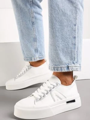 Białe Trampki przed Kostkę na Platformie z Przeszyciami Opallsa