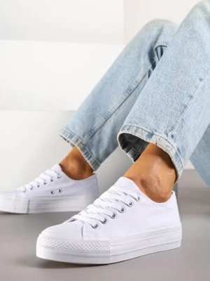 Białe Trampki Vices na Platformie z Niską Cholewką Tiloria