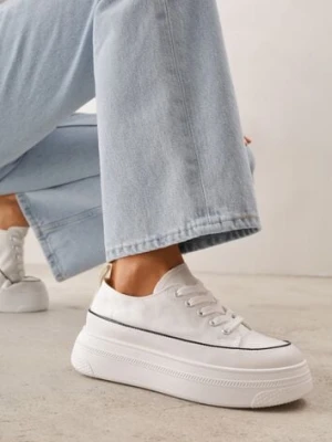 Białe Trampki VICES na Platformie z Ozdobnym Paskiem Wokół Podeszwy Rionira