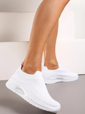 Białe Wsuwane Buty Sportowe na Koturnie z Perforacją Mellarina