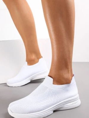 Białe Wsuwane Buty Sportowe na Płaskiej Podeszwie Sheina
