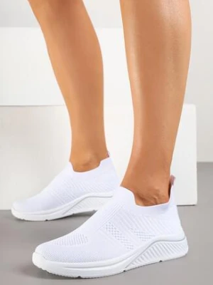 Białe Wsuwane Buty Sportowe Sneakersy z Siateczki Worrtewi