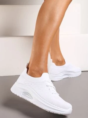 Białe Wsuwane Buty Sportowe w Skarpetkowym Stylu z Ozdobną Podeszwą Moonlise