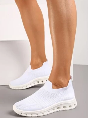 Białe Wsuwane Buty Sportowe z Elastyczną Cholewką do Kostki Asigruna