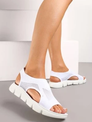Białe Wsuwane Sandały z Materiałową Cholewką Aridema