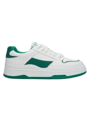 Białe & Zielone Skórzane Sneakersy Estro
