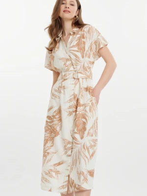 Biało-beżowa sukienka tropic Greenpoint