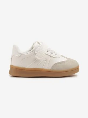 Biało-Beżowe Buty Sportowe Sneakersy w Stylu Tenisówek z Paskami Lavlevi