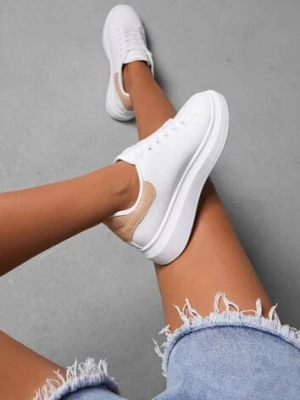 Biało-Beżowe Sneakersy na Niskiej Platformie w Klasycznym Stylu Lucid Dream vices