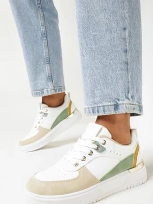 Biało-Beżowe Sneakersy z Kolorowymi Wstawkami Fulvio