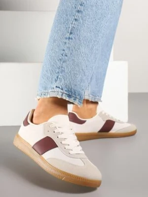 Biało-Bordowe Sneakersy Retro w Stylu Klasycznych Tenisówek Tanonea ideal
