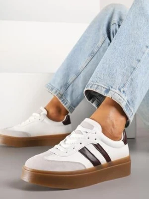 Biało-Bordowe Sneakersy w Stylu Tenisówek z Paskami Nilomira via giulia