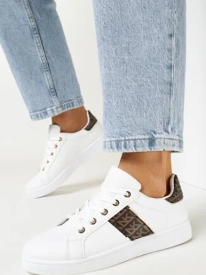 Biało-Brązowe Sneakersy z Wstawkami Dyvana