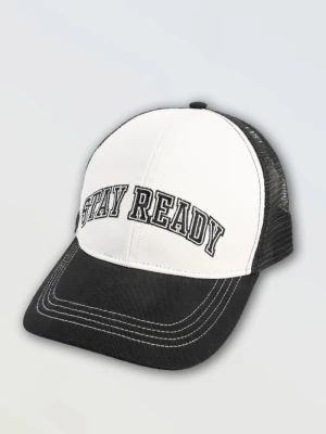 Biało-czarna czapka z daszkiem z haftem z przodu Reporter