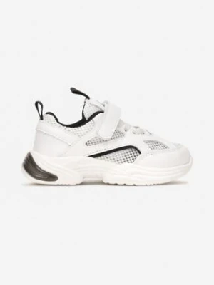 Biało-Czarne Buty Sportowe Ozdobione Siateczką na Rzep Alyva