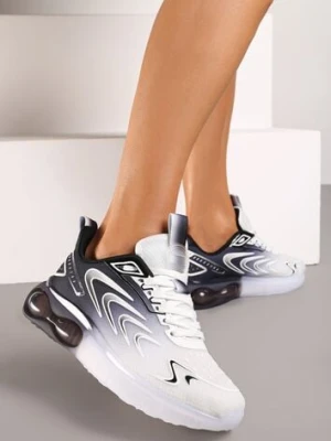 Biało-Czarne Buty Sportowe Sneakersy na Płaskiej Podeszwie ze Sznurowaniem Risannie