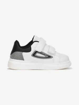 Biało-Czarne Buty Sportowe ze Skórzaną Wkładką na Rzepy