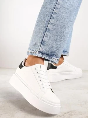 Biało-Czarne Casualowe Sneakersy na Grubej Podeszwie Tiadonia vices