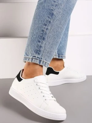 Biało-Czarne Casualowe Sneakersy na Płaskiej Podeszwie Aniefra