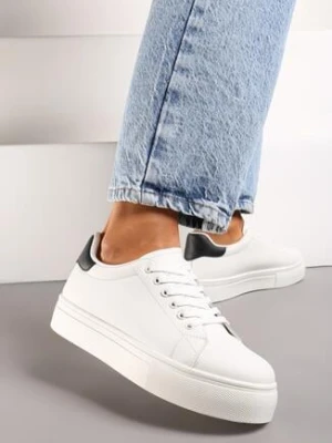 Biało-Czarne Sneakersy na Grubej Podeszwie przed Kostkę Ramnutia