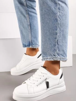 Biało-Czarne Sneakersy na Grubej Podeszwie z Ozdobnym Suwakiem Vitrea