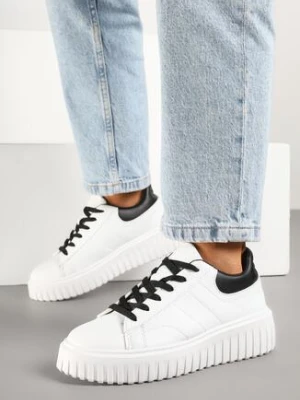 Biało-Czarne Sneakersy na Grubej Tłoczonej Podeszwie Zdivila renda